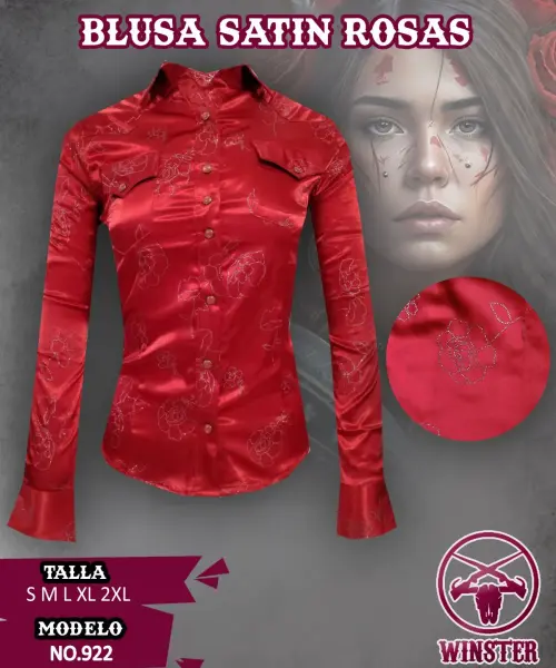 Blusa Satin Rosas