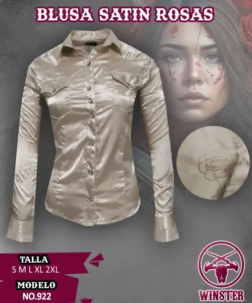 Blusa Satin Rosas