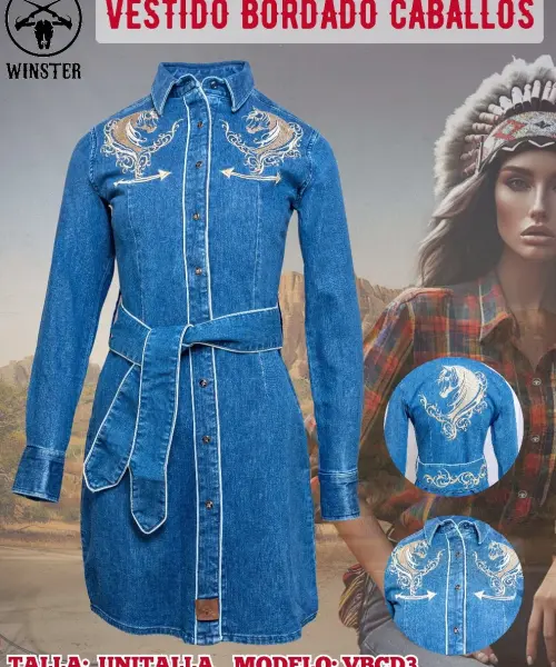Vestido Bordado Caballos